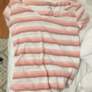 aeropostale pink stripped v neck